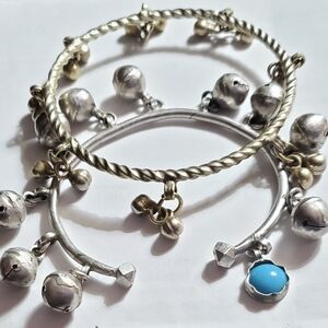 Lot of 2 Vintage Silvertone Metal Tassels Bracelets